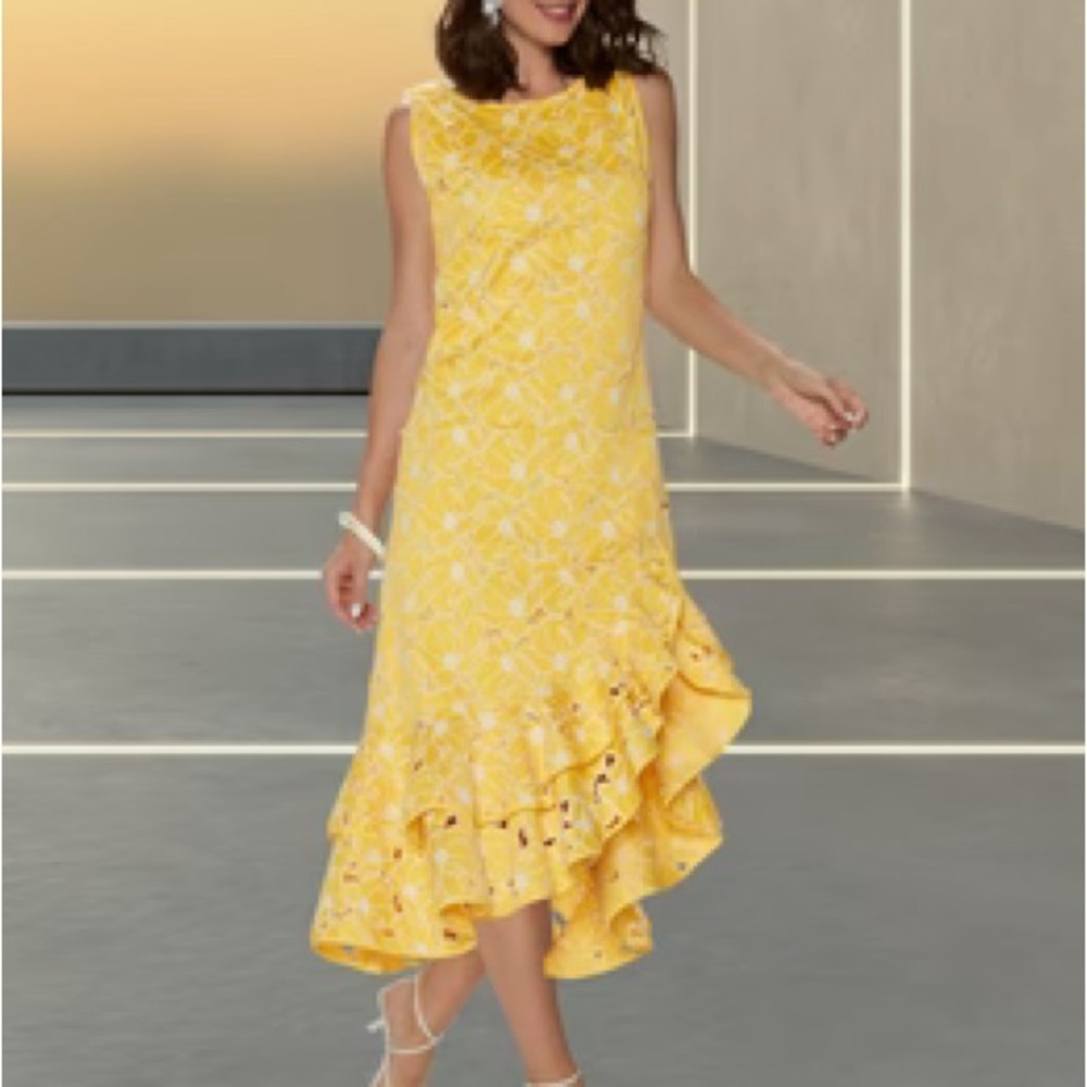 1074. Chic Yellow High Low Dress